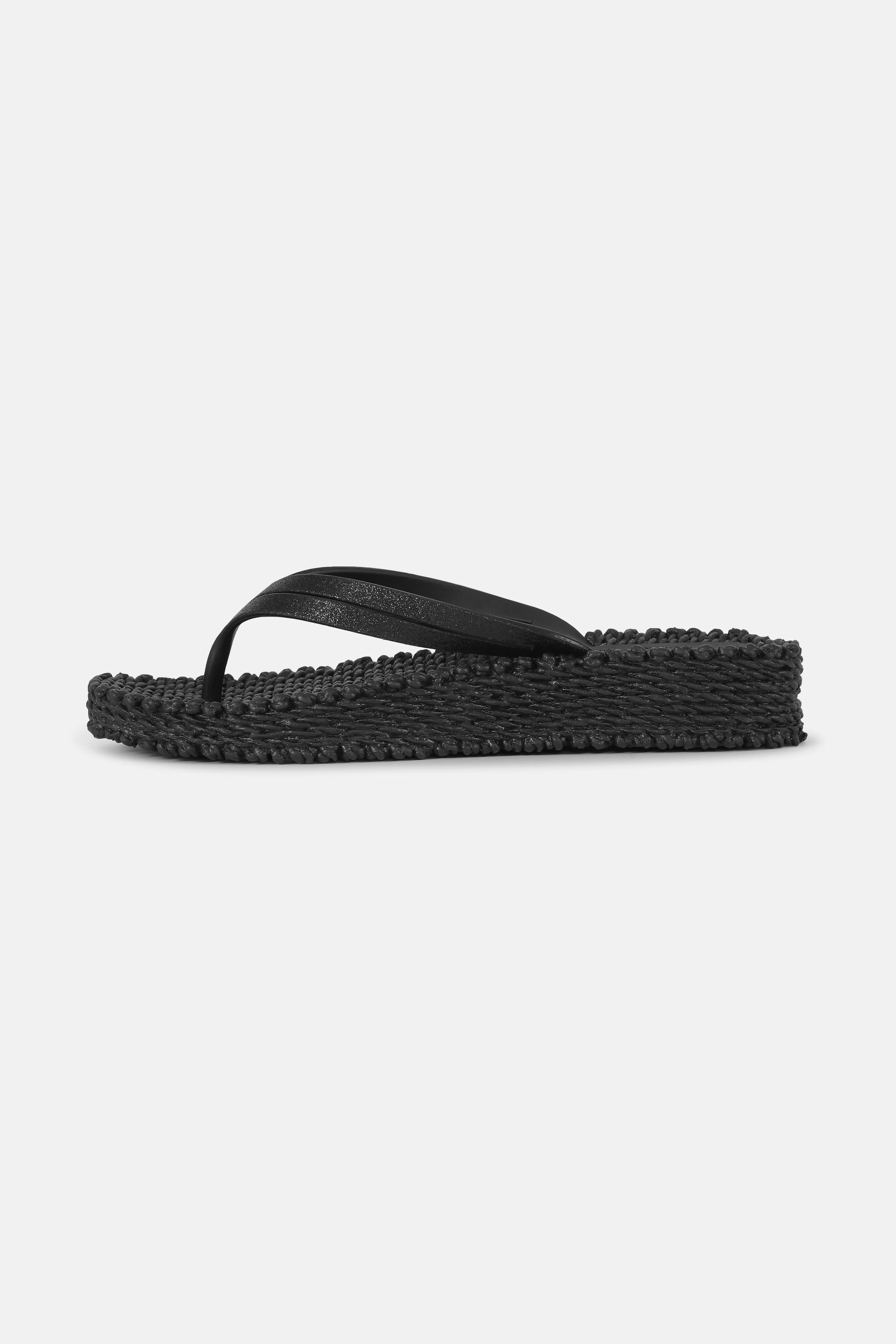 Chanclas con Plataforma Brillantes - Black